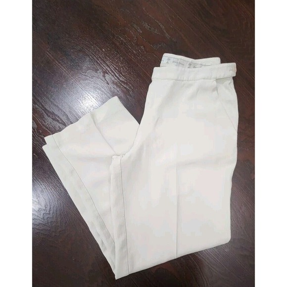 Tommy Bahama‎ Ivory Pants Silk Size 8 Womens Wide Leg Hip Zip - Picture 2 of 9